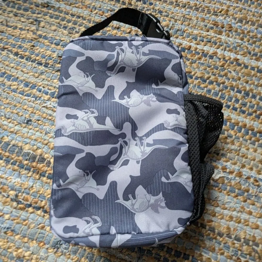 Sour Zone Kids Dinosaur Camo Insulated Lunch Bag Gray Prehistoric Print